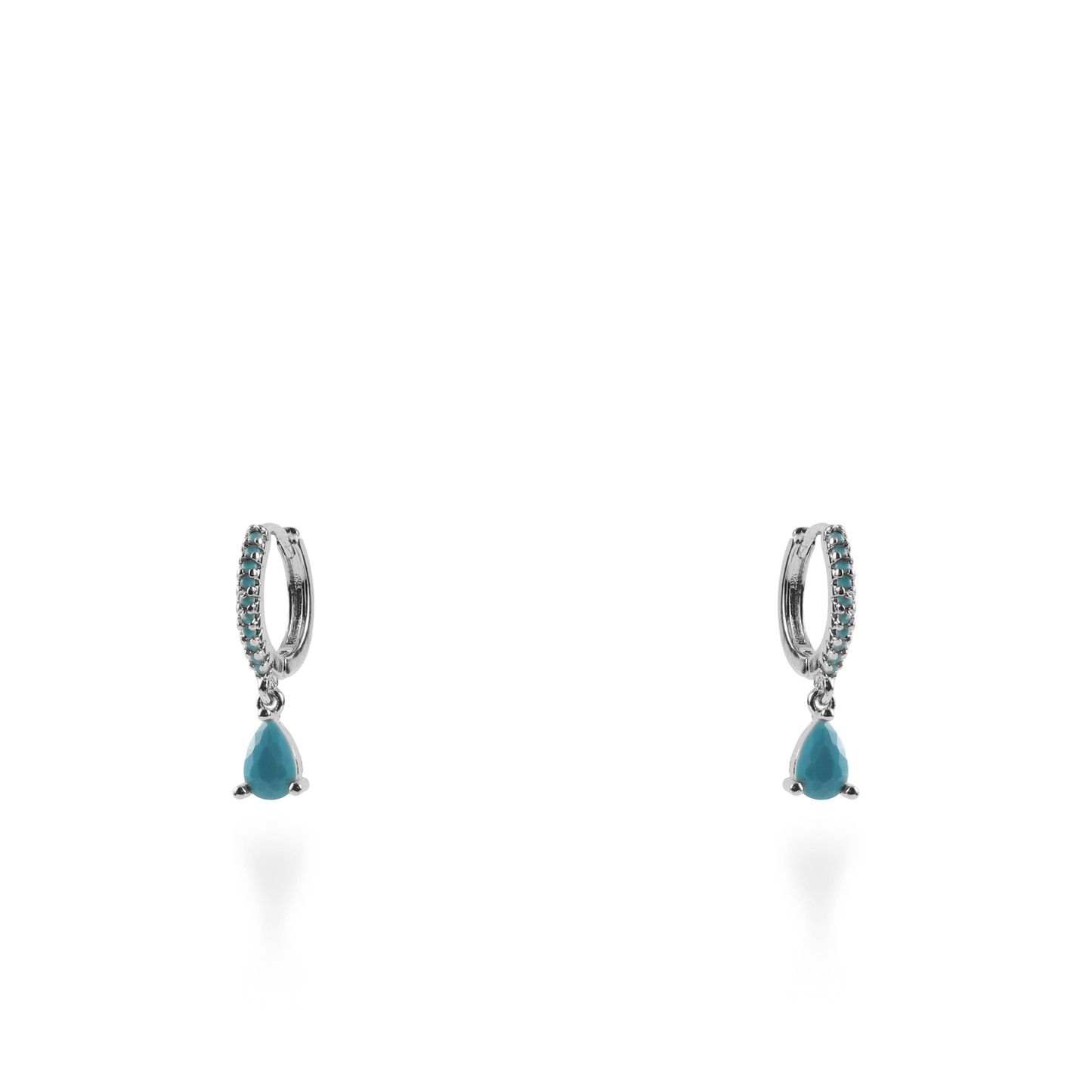 Σκουλαρίκια κρεμαστά με πέτρες ζιργκόν Mar and Mar Quinn (Light Blue) Silver