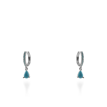 Σκουλαρίκια κρεμαστά με πέτρες ζιργκόν Mar and Mar Quinn (Light Blue) Silver