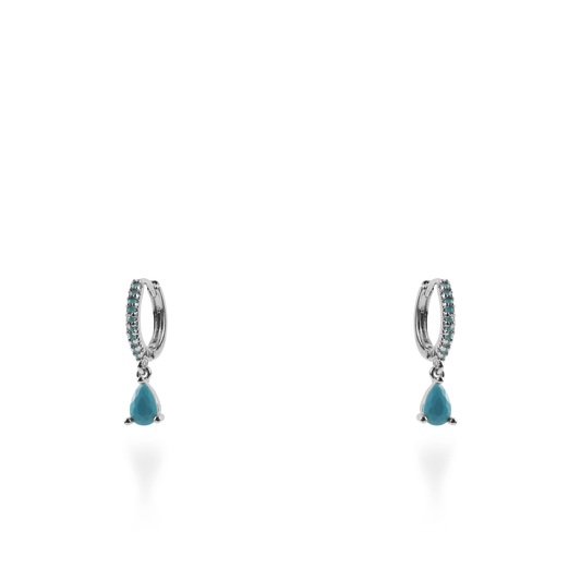 Σκουλαρίκια κρεμαστά με πέτρες ζιργκόν Mar and Mar Quinn (Light Blue) Silver