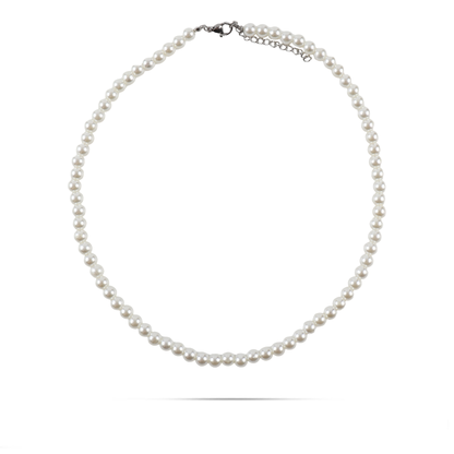 Χειροποίητο κολιέ με πέρλες Mar and Mar Pearly Silver από ανοξείδωτο ατσάλι