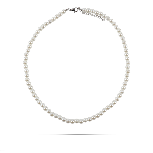 Χειροποίητο κολιέ με πέρλες Mar and Mar Pearly Silver από ανοξείδωτο ατσάλι