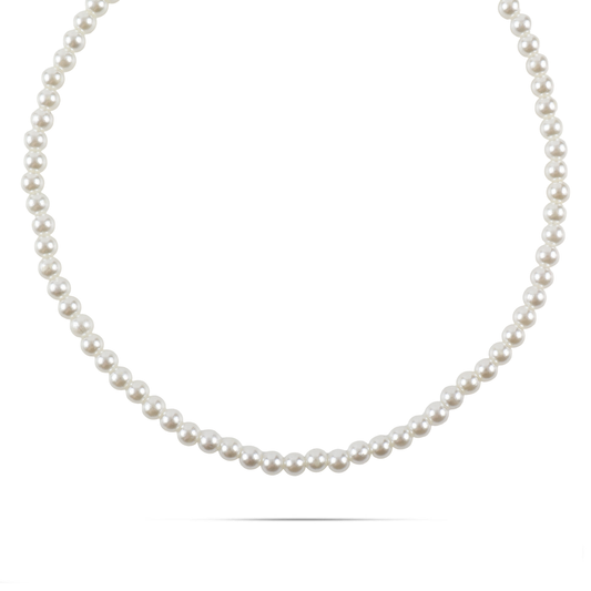 Χειροποίητο κολιέ με πέρλες Mar and Mar Pearly Silver από ανοξείδωτο ατσάλι