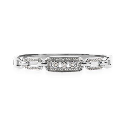 Βραχιόλι χειροπέδα με πέτρες ζιργκόν Mar and Mar Palvia Sparkle Silver από ανοξείδωτο ατσάλι