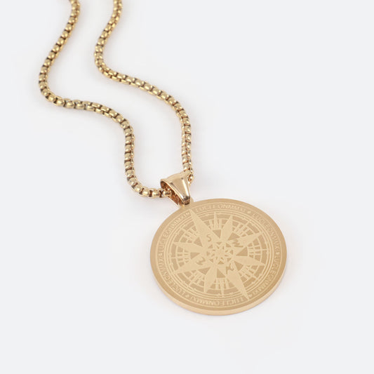 Ανδρικό κολιέ με σχέδιο πυξίδα Mar and Mar Vintage Compass από ανοξείδωτο ατσάλι