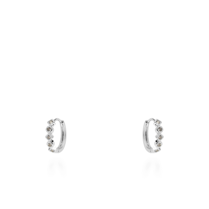 Σκουλαρίκια κρίκοι με ζιργκόν Mar and Mar Felory Silver