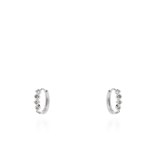 Σκουλαρίκια κρίκοι με ζιργκόν Mar and Mar Felory Silver