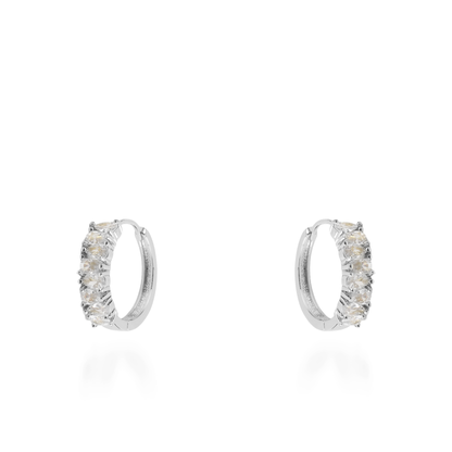 Σκουλαρίκια κρίκοι με ζιργκόν Mar and Mar Jesira Silver