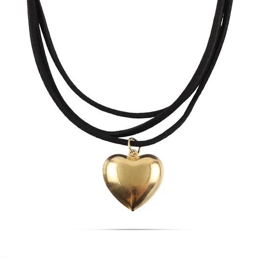 Γυναικείο επάργυρο κολιέ Choker με καρδιά και κορδόνι Mar and Mar Melora (Silver)
