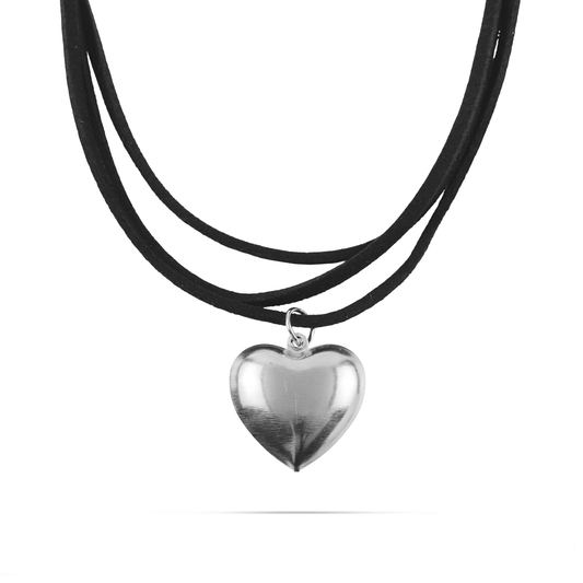 Γυναικείο επάργυρο κολιέ Choker με καρδιά και κορδόνι Mar and Mar Melora (Gold)