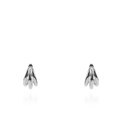 Σκουλαρίκια κρίκοι με τριπλό σχέδιο Mar and Mar Ulina (1,8 cm) Silver από ανοξείδωτο ατσάλι