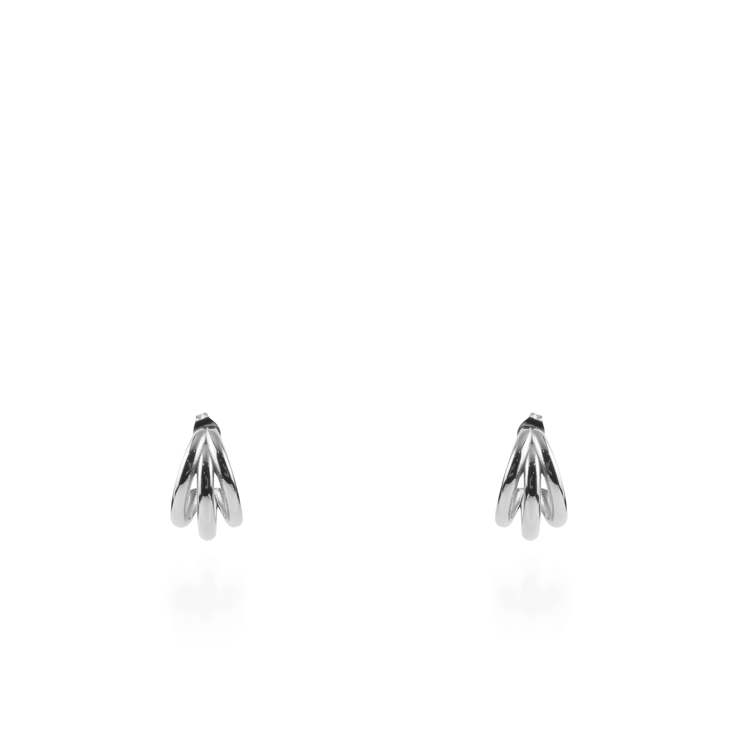 Σκουλαρίκια κρίκοι με τριπλό σχέδιο Mar and Mar Ulina (1,5 cm) Silver από ανοξείδωτο ατσάλι