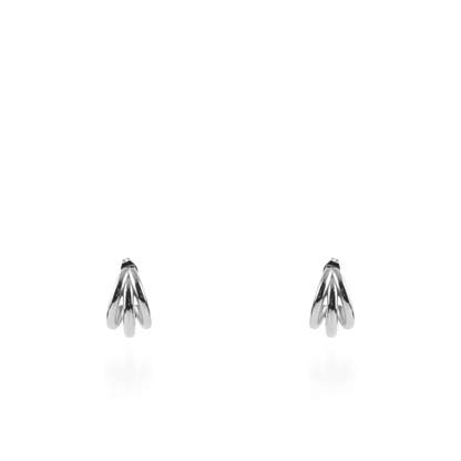 Σκουλαρίκια κρίκοι με τριπλό σχέδιο Mar and Mar Ulina (1,5 cm) Silver από ανοξείδωτο ατσάλι