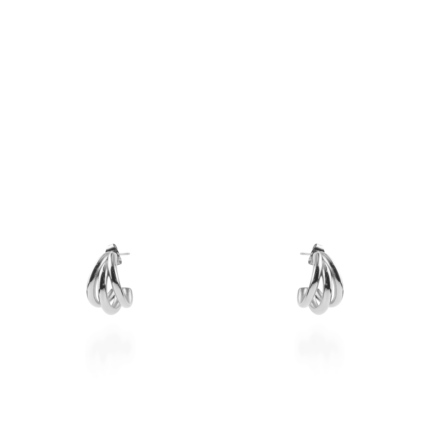 Σκουλαρίκια κρίκοι με τριπλό σχέδιο Mar and Mar Ulina (1,5 cm) Silver από ανοξείδωτο ατσάλι