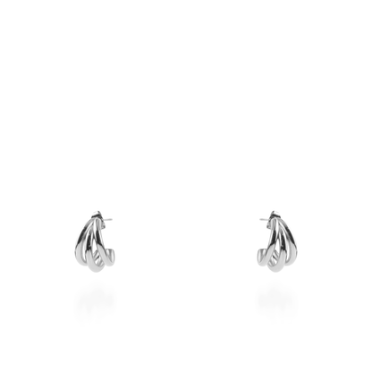 Σκουλαρίκια κρίκοι με τριπλό σχέδιο Mar and Mar Ulina (1,5 cm) Silver από ανοξείδωτο ατσάλι