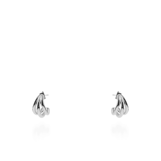 Σκουλαρίκια κρίκοι με τριπλό σχέδιο Mar and Mar Ulina (1,5 cm) Silver από ανοξείδωτο ατσάλι