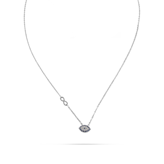Κολιέ με ματάκι και πέτρες ζιργκόν Mar and Mar Augustina Infinity Silver από ανοξείδωτο ατσάλι