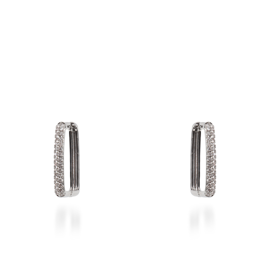 Σκουλαρίκια κρίκοι με ζιργκόν Mar and Mar Neritha Rectangle (2,5 cm)