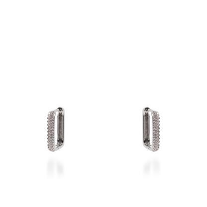 Σκουλαρίκια κρίκοι με ζιργκόν Mar and Mar Neritha Rectangle (2 cm)