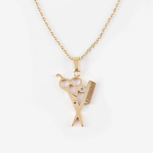 Ανδρικό κολιέ χτένα ψαλίδι με πέτρα ζιργκόν Mar and Mar Scissors Comb από ανοξείδωτο ατσάλι