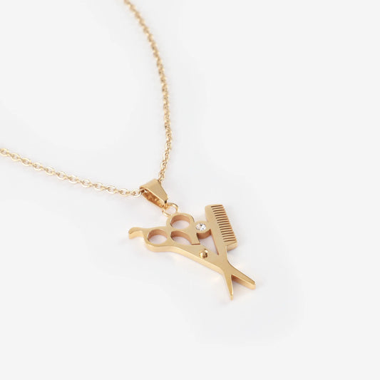 Ανδρικό κολιέ χτένα ψαλίδι με πέτρα ζιργκόν Mar and Mar Scissors Comb από ανοξείδωτο ατσάλι