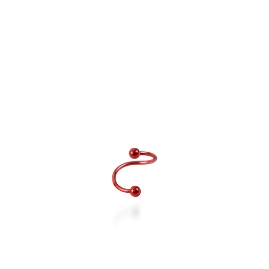 Σκουλαρίκι για piercing Mar and Mar Twisted Barbell (Red) από ανοξείδωτο ατσάλι