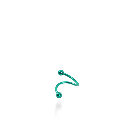 Σκουλαρίκι για piercing Mar and Mar Twisted Barbell (Green) από ανοξείδωτο ατσάλι