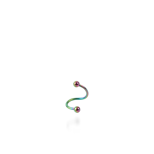Σκουλαρίκι για piercing Mar and Mar Twisted Barbell (Rainbow) από ανοξείδωτο ατσάλι