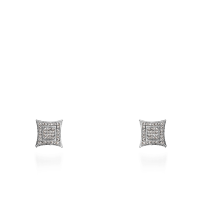 Σκουλαρίκια καρφωτά με πέτρες ζιργκόν Mar and Mar Lola Rhombus Silver