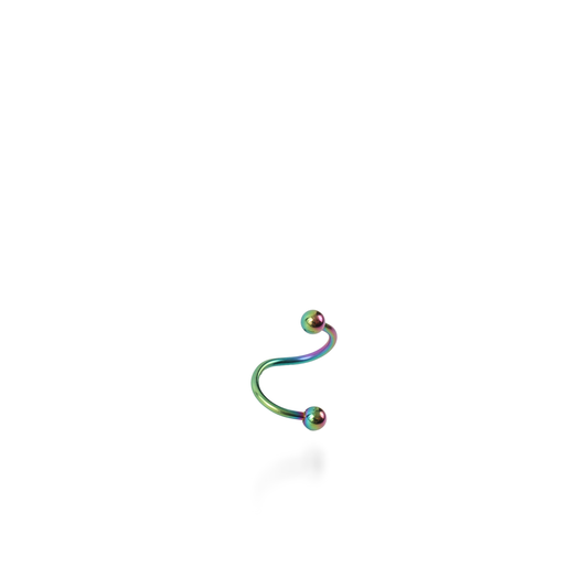 Σκουλαρίκι για piercing Mar and Mar Twisted Barbell (Rainbow) από ανοξείδωτο ατσάλι