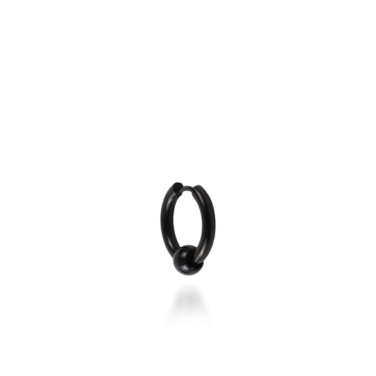 Σκουλαρίκι κρίκος με μπίλια Mar and Mar Blade Bead (Black) από ανοξείδωτο ατσάλι
