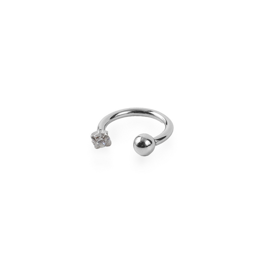 Σκουλαρίκι για piercing με πέτρα ζιργκόν Mar and Mar Sparkle Barbell από ανοξείδωτο ατσάλι
