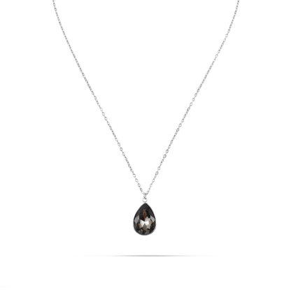 Κολιέ δάκρυ με πέτρα ζιργκόν Mar and Mar Isabella (Black) Silver από ανοξείδωτο ατσάλι