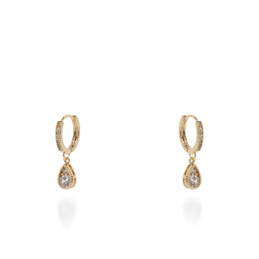 Σκουλαρίκια κρεμαστά με πέτρες ζιργκόν Mar and Mar Quilly Sparkle (White)