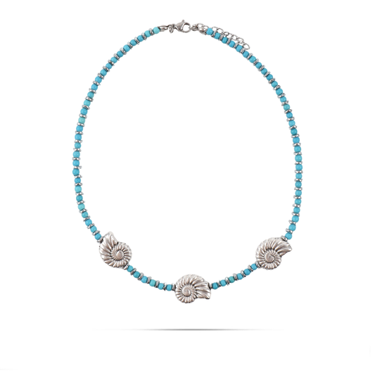 Χειροποίητο κολιέ με φυσικά κοχύλια Mar and Mar Soleina Seashell Silver από ανοξείδωτο ατσάλι