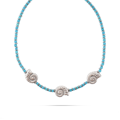 Χειροποίητο κολιέ με φυσικά κοχύλια Mar and Mar Soleina Seashell Silver από ανοξείδωτο ατσάλι