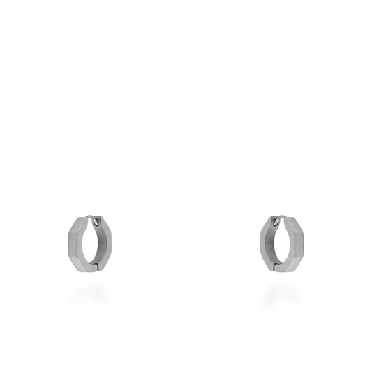 Σκουλαρίκια κρίκοι γεωμετρικοί Mar and Mar Shape Polygon (Silver) από ανοξείδωτο ατσάλι