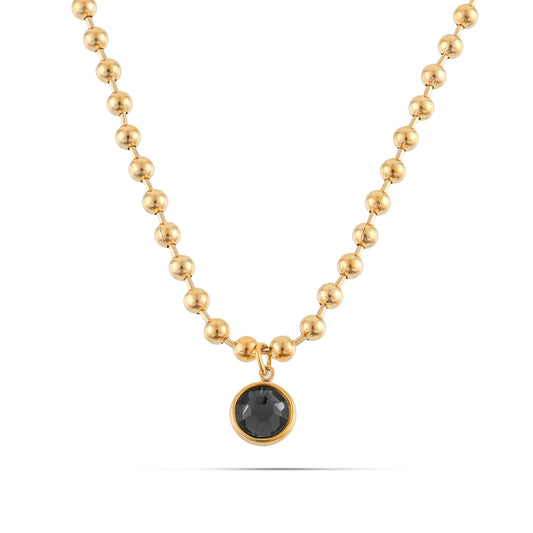 Κολιέ με πέτρα ζιργκόν Mar and Mar Azure (Black) από ανοξείδωτο ατσάλι