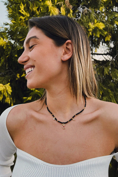 Κολιέ choker χειροποίητο αρκουδάκι με χάντρες και πέτρες ζιργκόν Mar & Mar Candy Bear από ανοξείδωτο ατσάλι