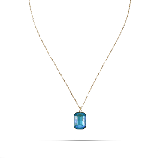 Κολιέ με πέτρα ζιργκόν Mar and Mar Isida Rectangle (Blue) από ανοξείδωτο ατσάλι