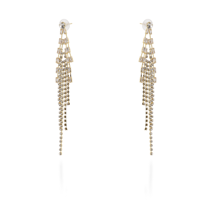 Σκουλαρίκια κρεμαστά με baguettes πέτρες ζιργκόν Javana