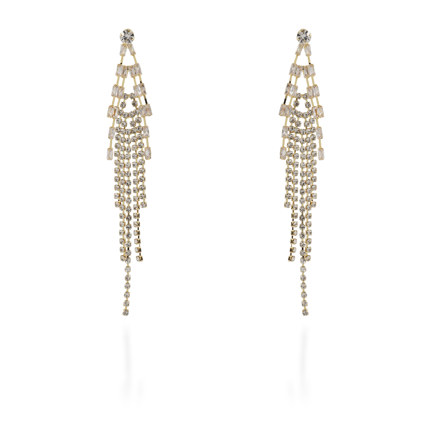 Σκουλαρίκια κρεμαστά με baguettes πέτρες ζιργκόν Javana