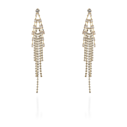 Σκουλαρίκια κρεμαστά με baguettes πέτρες ζιργκόν Javana