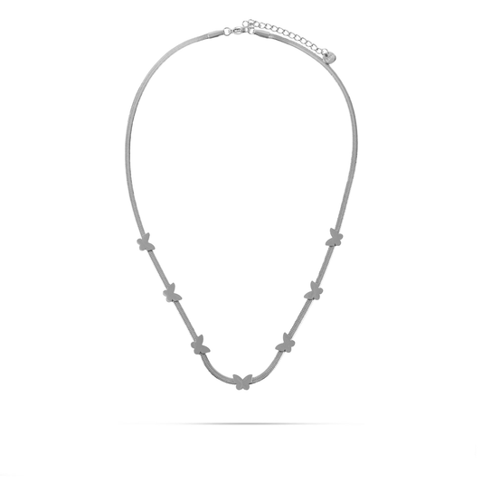 Κολιέ αλυσίδα Flat Snake Mar and Mar Lillie Butterfly (Silver) από ανοξείδωτο ατσάλι
