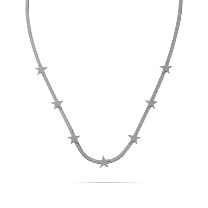 Κολιέ αλυσίδα Flat Snake Mar and Mar Lillie Star (Silver) από ανοξείδωτο ατσάλι