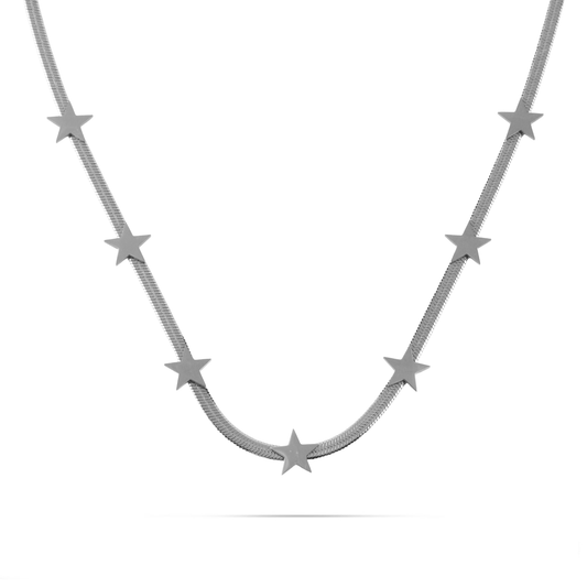 Κολιέ αλυσίδα Flat Snake Mar and Mar Lillie Star (Silver) από ανοξείδωτο ατσάλι