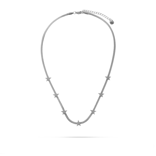 Κολιέ αλυσίδα Flat Snake Mar and Mar Lillie Star (Silver) από ανοξείδωτο ατσάλι