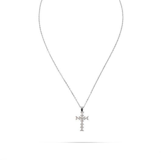 Κολιέ σταυρός με πέτρες ζιργκόν Mar and Mar Nythera (Silver) από ανοξείδωτο ατσάλι