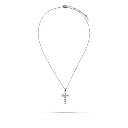 Κολιέ σταυρός με πέτρες ζιργκόν Mar and Mar Nythera (Silver) από ανοξείδωτο ατσάλι