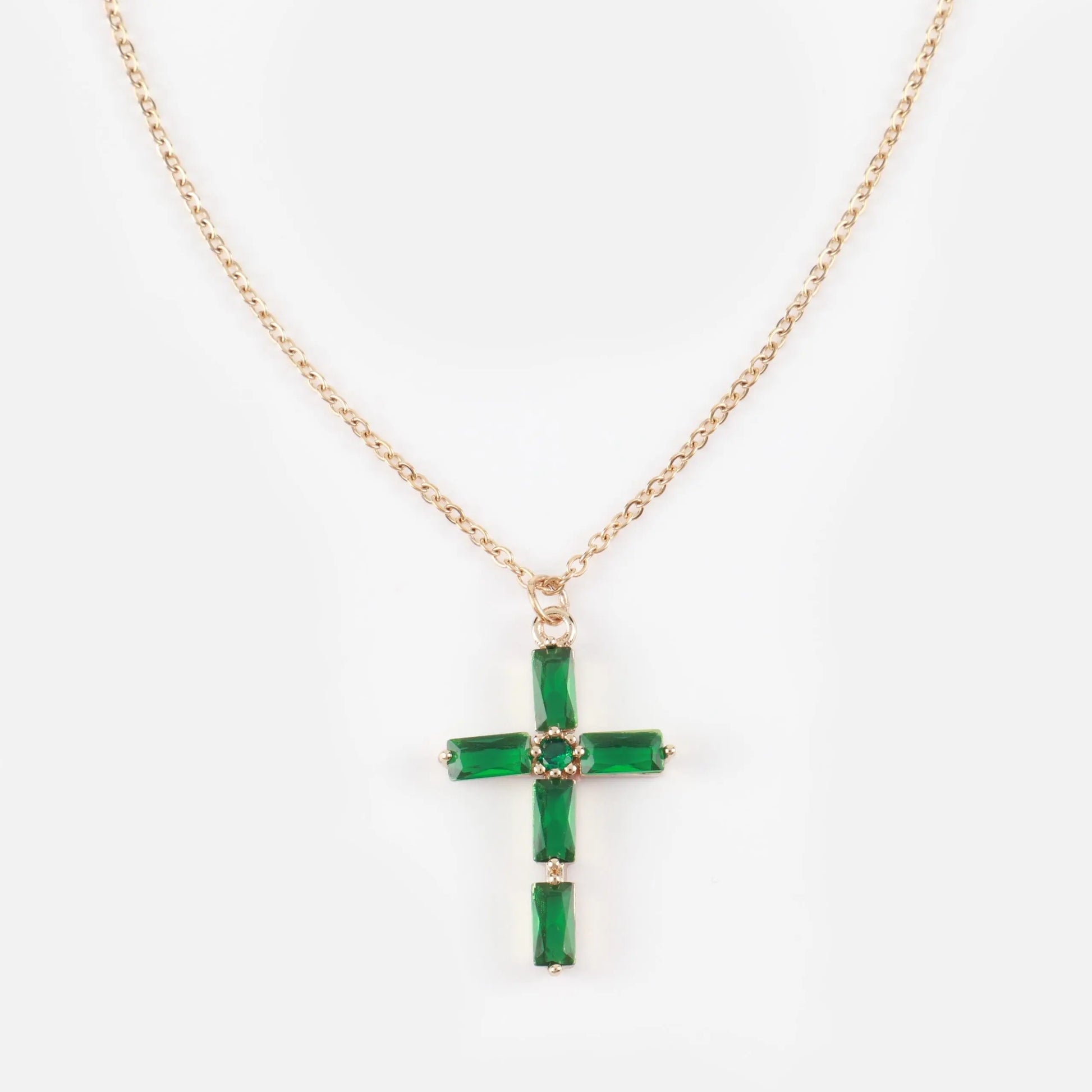 Κολιέ με σταυρό και ζιργκόν Perdita Cross
