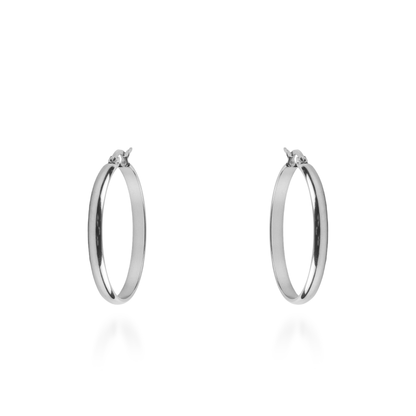 Σκουλαρίκια κρίκοι Mar and Mar Plated (3,5 cm-Silver) από ανοξείδωτο ατσάλι
